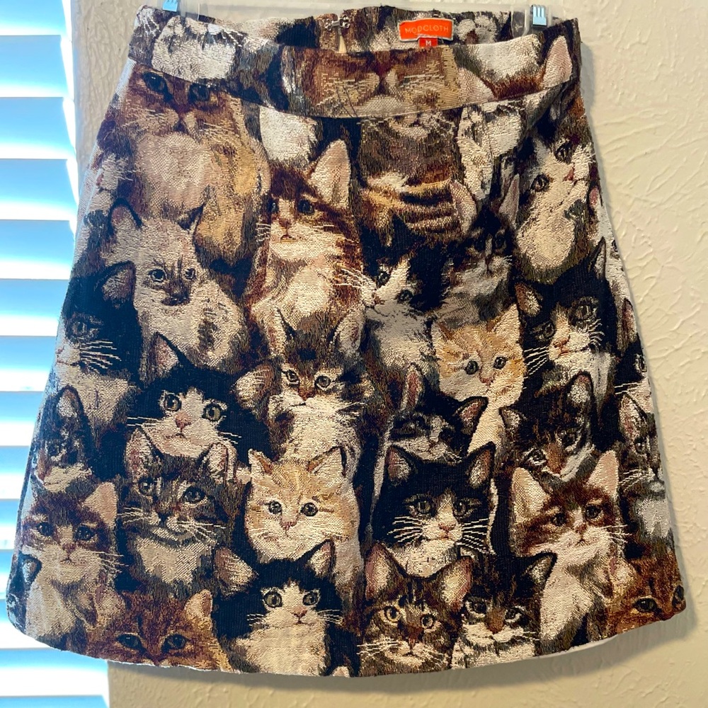 ModCloth Cat Zipper Skirt
